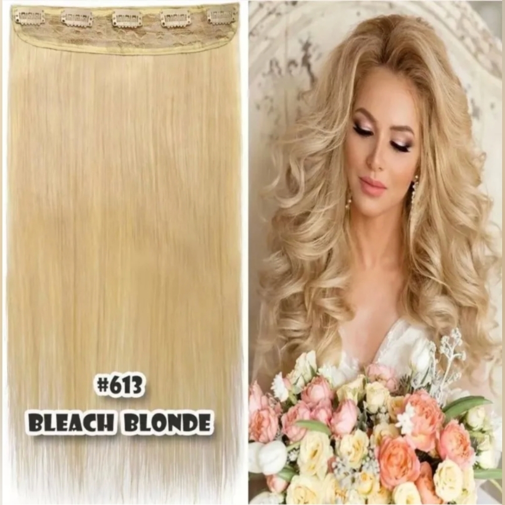One Hair Extensions Clip in 100% Real Remy Human Hair 3/4 Full Head Blonde
